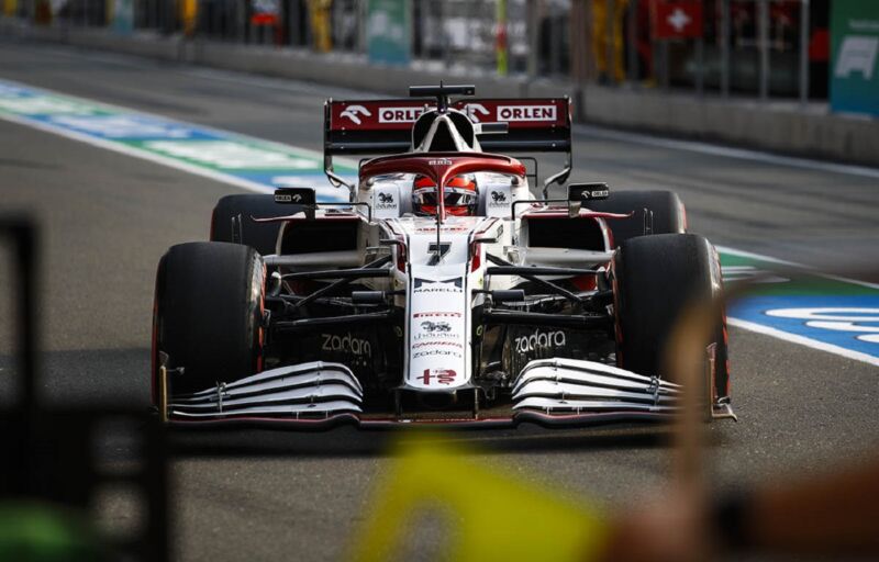 Kimi Raikkonen pit lane Alfa Romeo Racing
